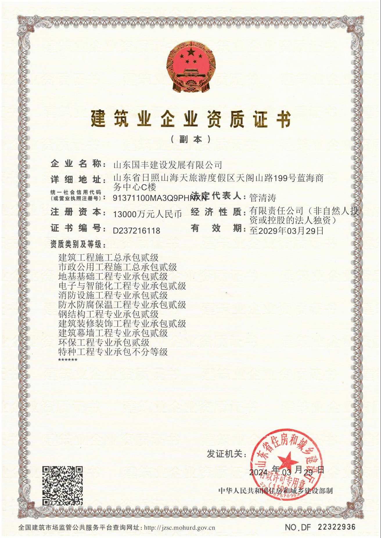 Qualification Certificate